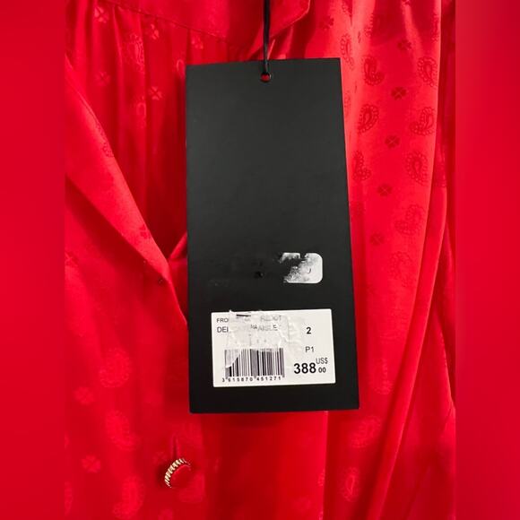 NWT The Kooples FORMAL RED JACQUARD DRESS Sz 2 - Picture 7 of 15